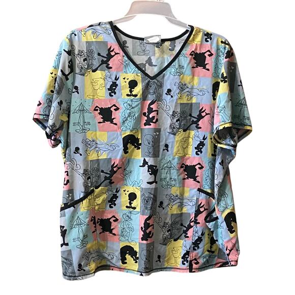 Looney Tunes Star Wars Minions Scrub Top 2X 3X Pockets Uniform Career Workwear - Picture 5 of 15